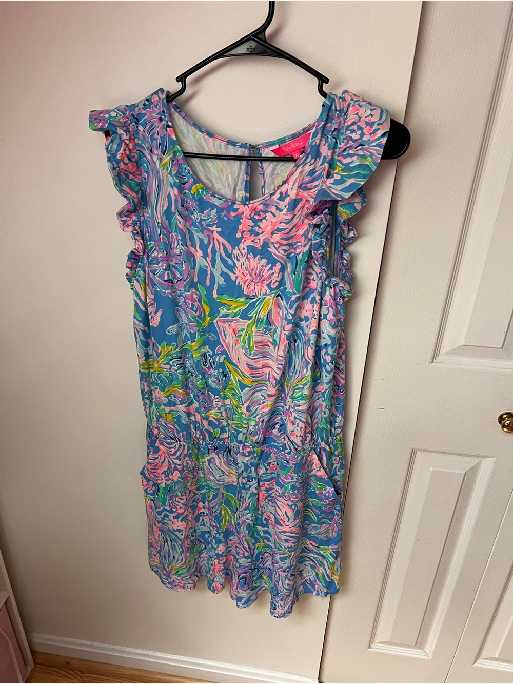 Lilly Pulitzer Blue Floral Ruffle Sleeve Sundress